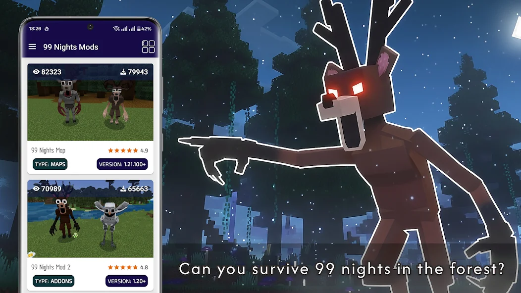 Mods 99 Nights: MCPE addons — Google Play artwork